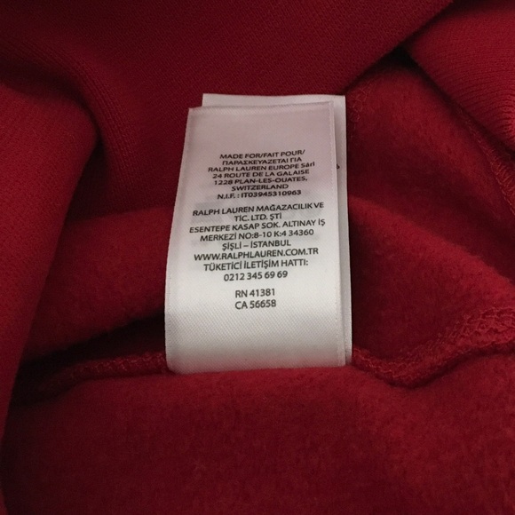 Polo Ralph Lauren Red Varsity Striped Logo Hoodie Sweatshirt Size M - Picture 11 of 11